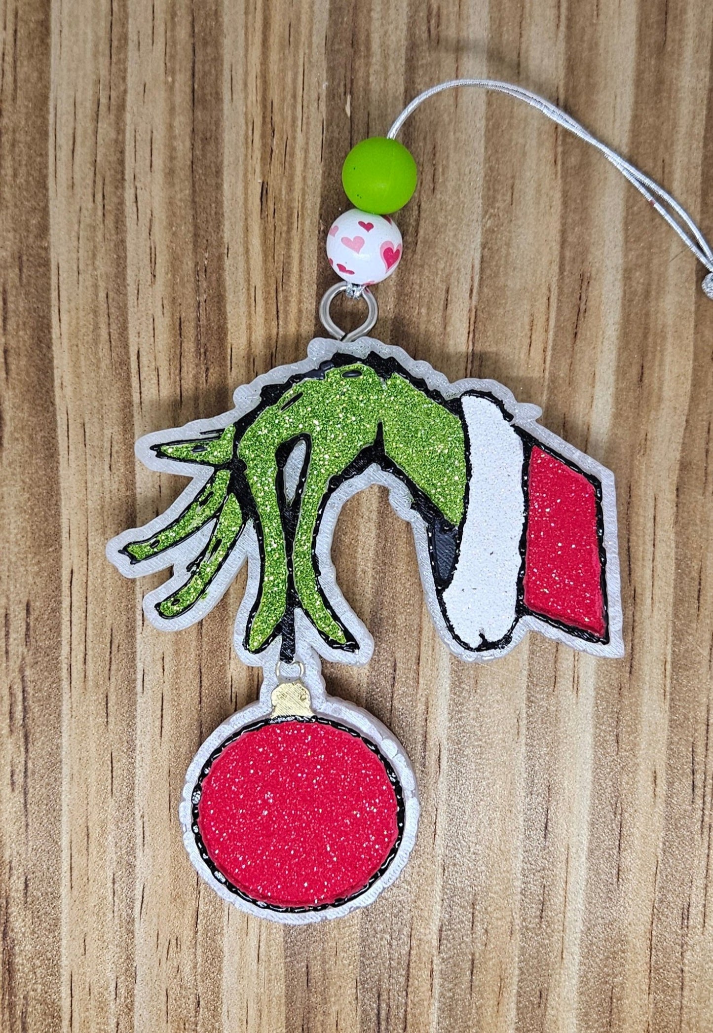 Grinchguy Hand Holding an Ornament Car Freshie